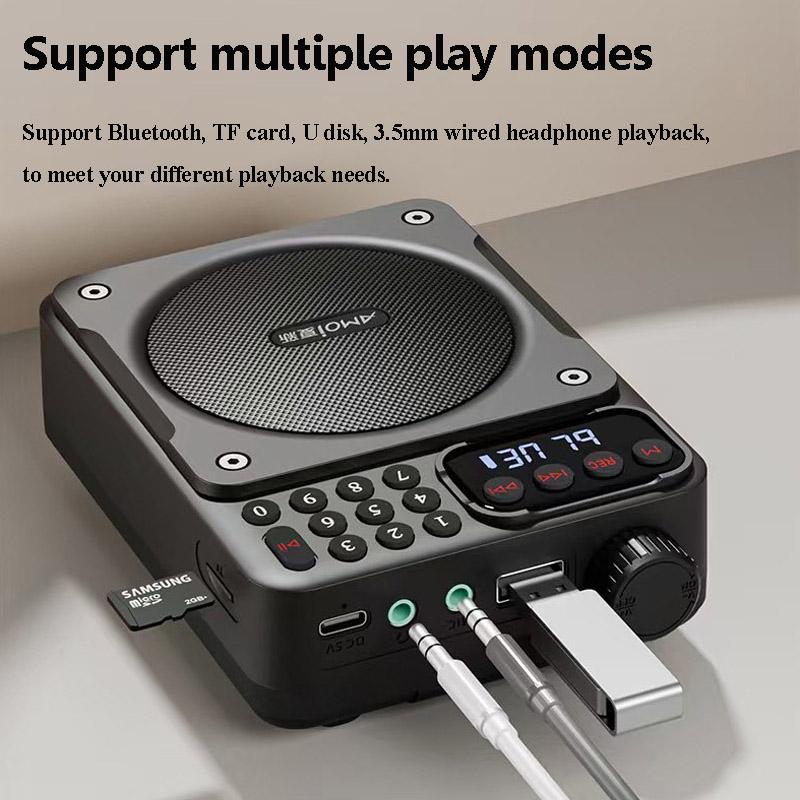 Mini Digital FM Radio HD Display 76-108mhz Radios Wireless Bluetooth 5.3 Speaker Portable Voice Amplifier with TF Card USB Slot
