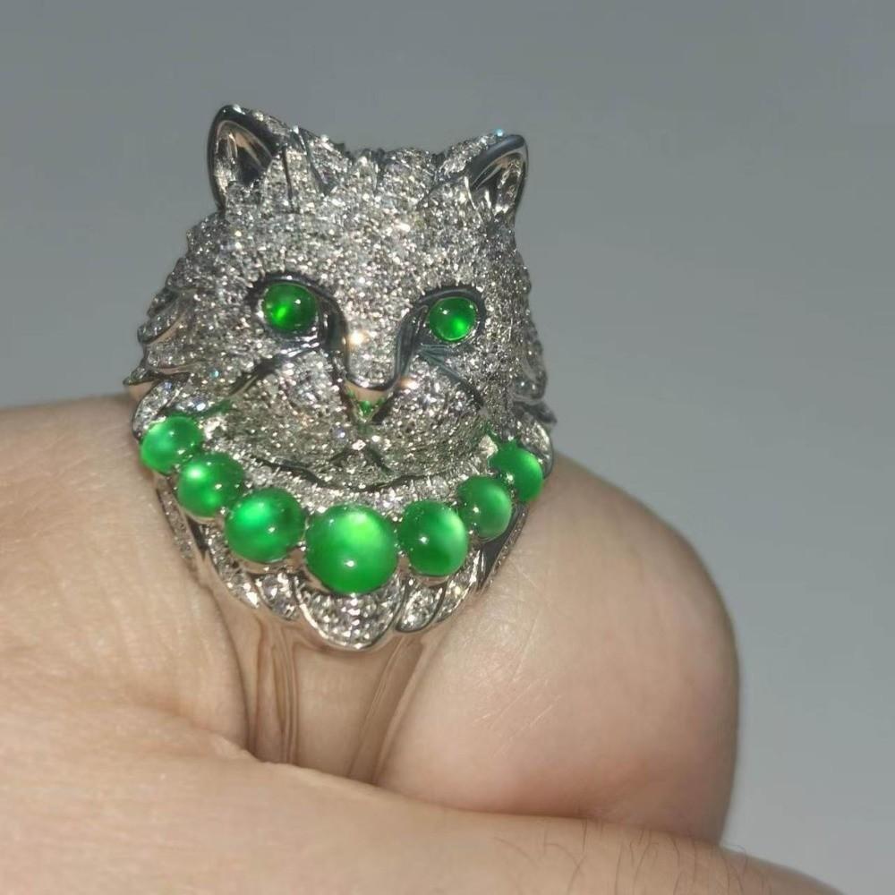 Metal Rhinestone Dog Rings Open Mouth Design Fashion Jewelry Cute Cat Ring  Work