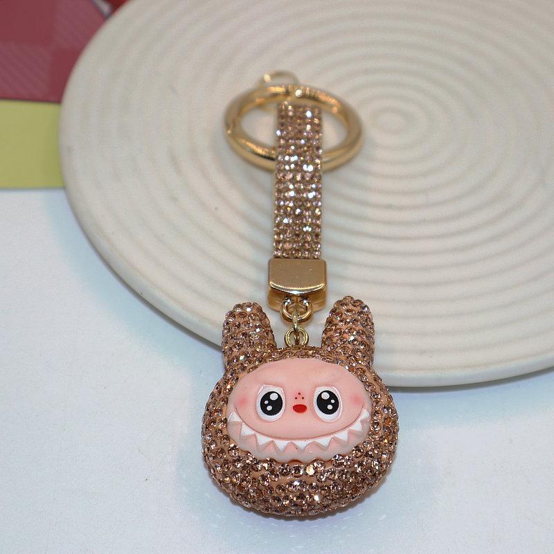 Colorful Rhinestone Labubu Polymer Clay Keychain Bag Charm