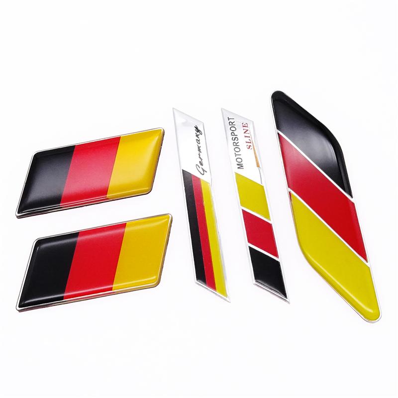Universal Car Sticker German Flag Emblem Badge Emblem Deutsch Bumper Front Decoration Grille Auto Decal For Benz VW Golf
