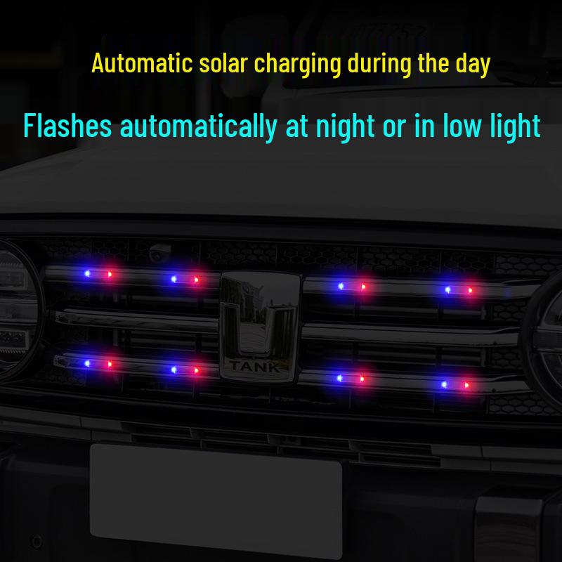 Bezprzewodowa Solarna Diodowa Lampa Ostrzegawcza Stroboskopowa dla Pojazdów - Antykolizyjne Czerwone i Niebieskie Migające Światło Tylne dla Samochodów, Motocykli i Rowerów.