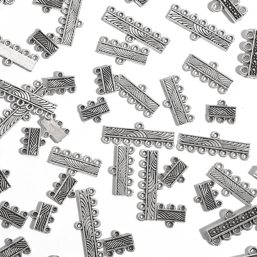 10pcs Component Multilayer Clasp Buckle Necklace Bails Connector Tassel Chains 3 Strands Toggle Filigree Jewelry Joyas Craft