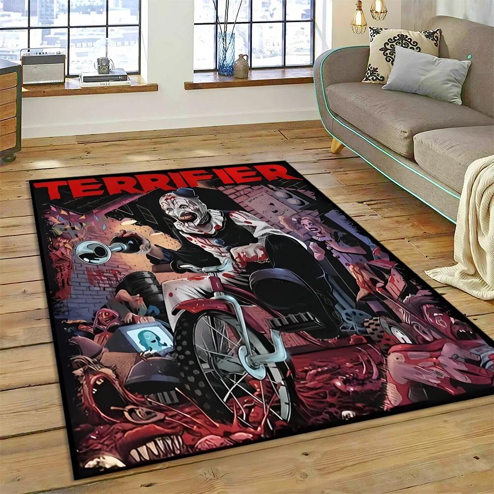 2025 New Style Terrifier 3 Horror Clown Movie Carpet Rug for Bedroom Living Room Home Sofa Decoration,kids Play Decor Floor Mat