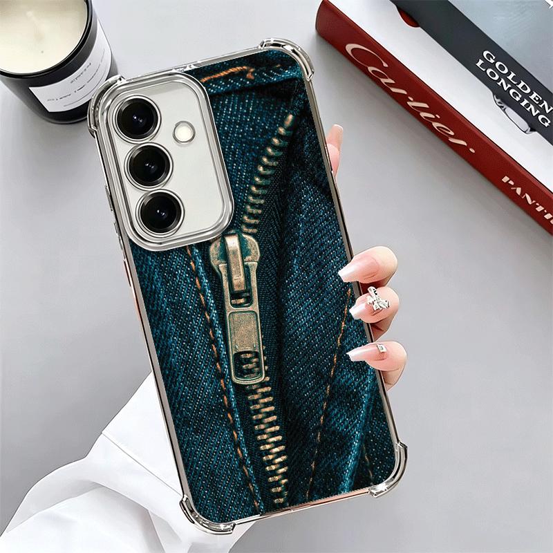 Retro Zipper Jeans Pattern Soft Phone Case For Samsung A17 A27 A07 A37 A57 A16 A56 A15 A55 A14 A54 A13 A53 A26 A36 A25 A35 A24 A
