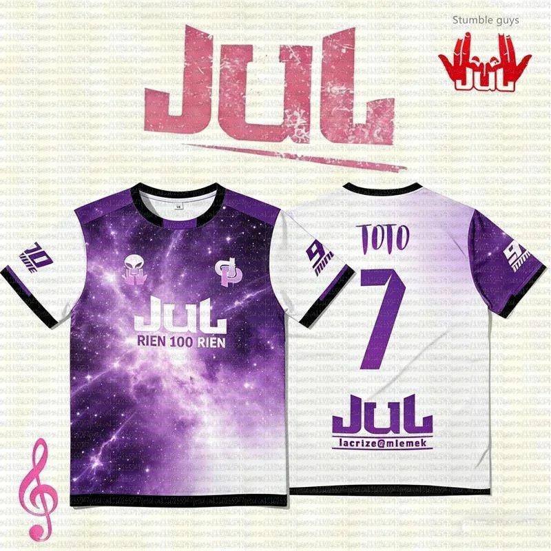 2026 Nowy Album JUL Koszulka Raper Francuski Hip Hop Streetwear Okrągły Dekolt Krótki Rękaw T-shirt Męski i Damski Casualowa Oddychająca Koszulka