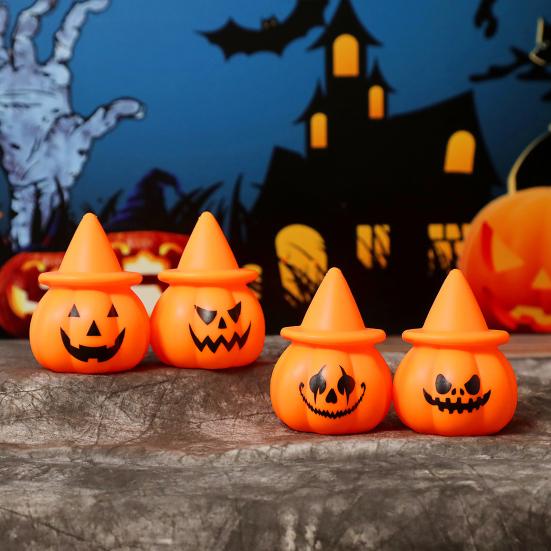 Halloween Pumpkin Night Light, LED Light-up Witch Hat Pumpkin, Spooky Cartoon Pumpkin Table Lamp for Holiday Party Decoration