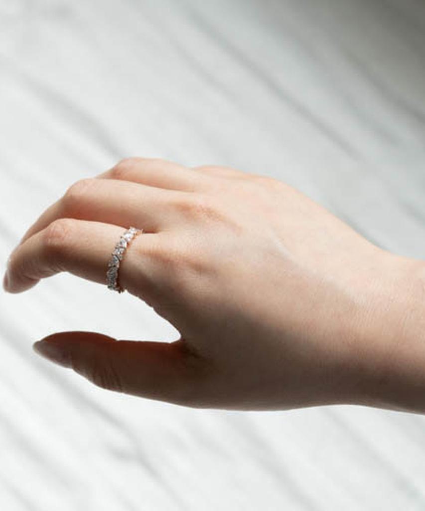 Alleun Silver 925 Cubic Silver Ring Knee Friendship Zigzag