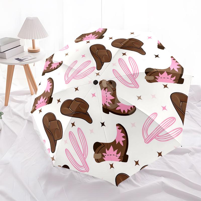 

1pc Cowboy Boots and Cacti Pattern Umbrella with Plastic Handle,Compact & Stylish,Cartoon Pattern,Outdoor UmbrellaPT482