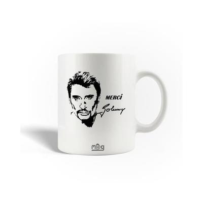 Mug - Johnny Hallyday - Ceramic - 30cl - White - Dishwasher Safe