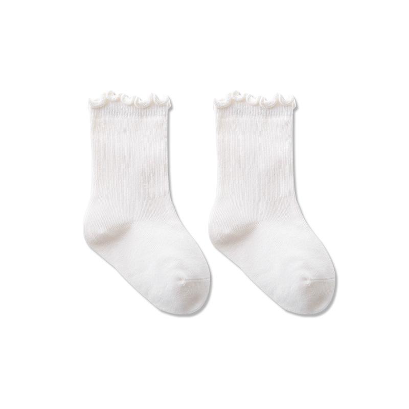 

Детские носки в корейском стиле, новые однотонные милые носки для девочек и мальчиков, дышащие хлопковые носки высокого качества с оборками и оборками L белый