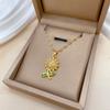 Leaf Sunflower Light Luxury Temperament Gorgeous Full Diamond Necklace Female Versatile Collarbone Chain Titanium Steel Chain