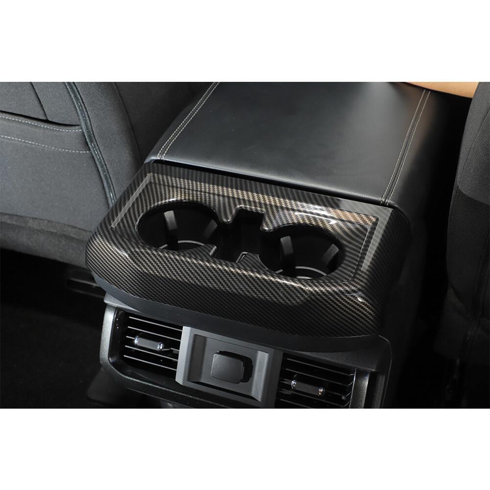 Carbon Fiber Interior Rear Cup Holder Panel Cover Trim Frame For Ford F150 2021+