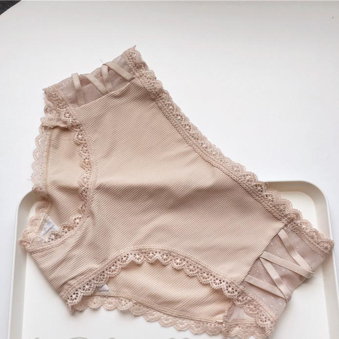 Cute Sexy Ice Silk Lace Edge Low Waist Women's Underwear Elastic Large Ice Silk Women's Underwear
