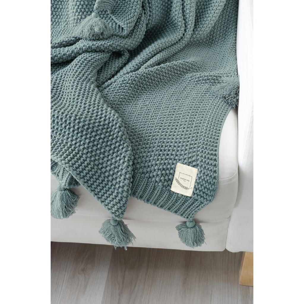 Valentinstagsgeschenk, Coco Rice, gestrickte Pompom-Strickwaren, TV-Decke, Sofa-Überwurf, Khaki