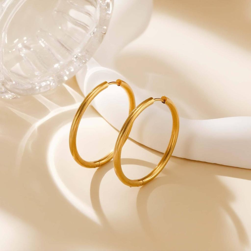 Vnox 1.6mm/2mm/2.5mm Thick Gold Plated Round Huggies Hoop Earrings, Trendy Cartilage Jewelry, Minimalist Ear Needle Accessories