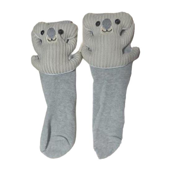 3D Animal Knitted Socks Warm Cute Crew Socks Hand Crocheted Animal Doll Floor Socks Holiday Birthday Gift for Women Girls