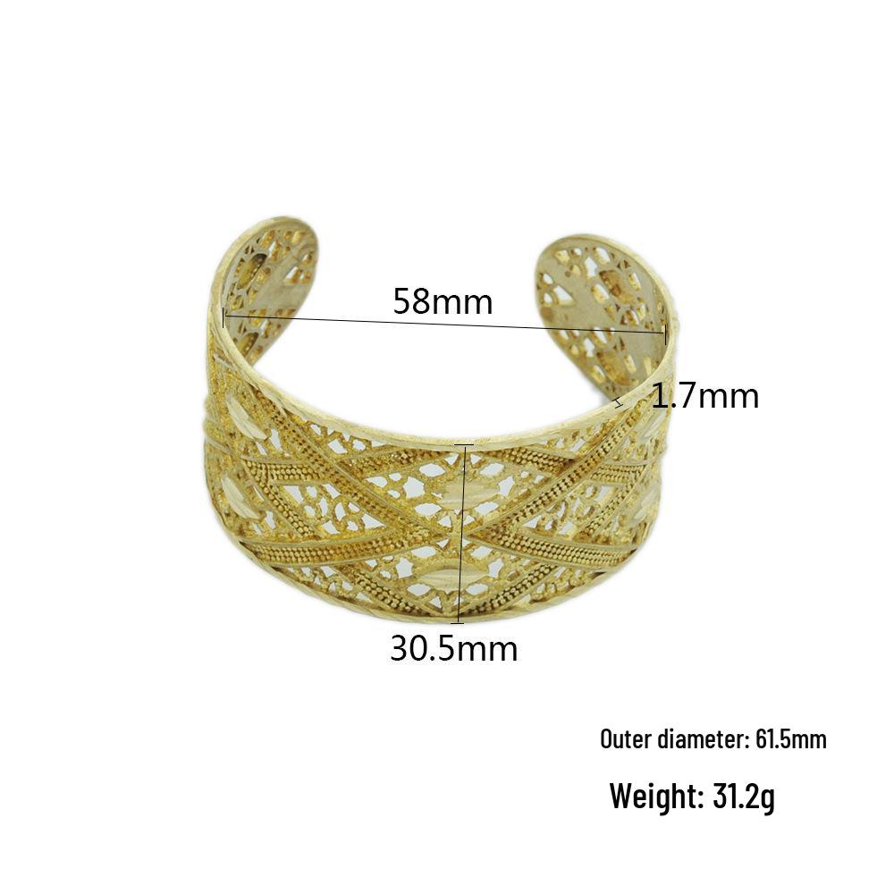 Exaggerated Diamond Cutout Copper Bangle with Geometric Pattern