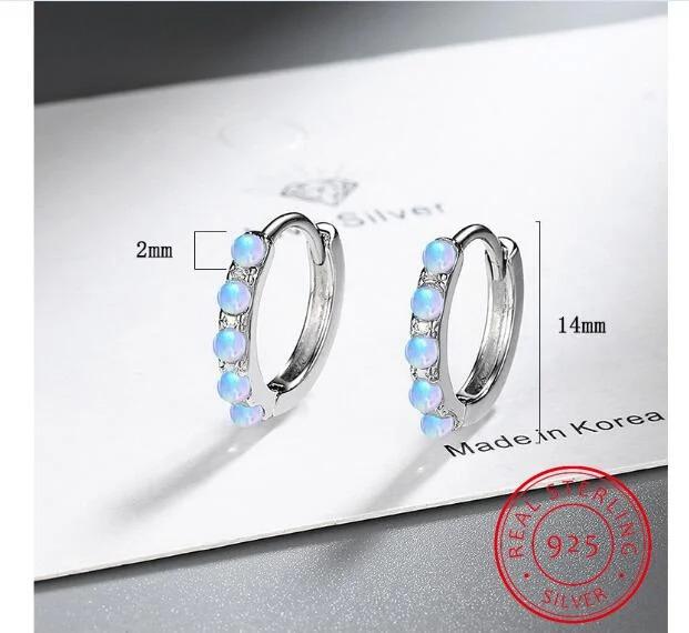 Round Natural Colorful Moonstone 925 Sterling Silver Hoop Earrings for Woman Gemstone Fine Jewelry Huggies Wedding Party Gift