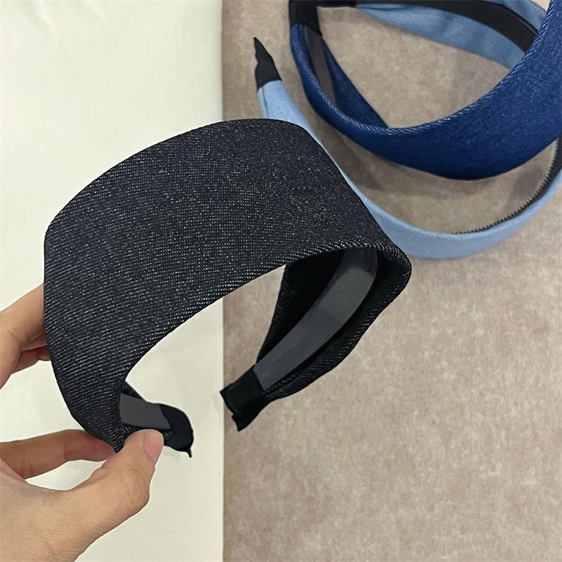 

Модные широкие женские джинсовые повязки на голову, противоскользящие пластиковые обручи для волос с зубчиками для леди и девушек, повседневные головные уборы