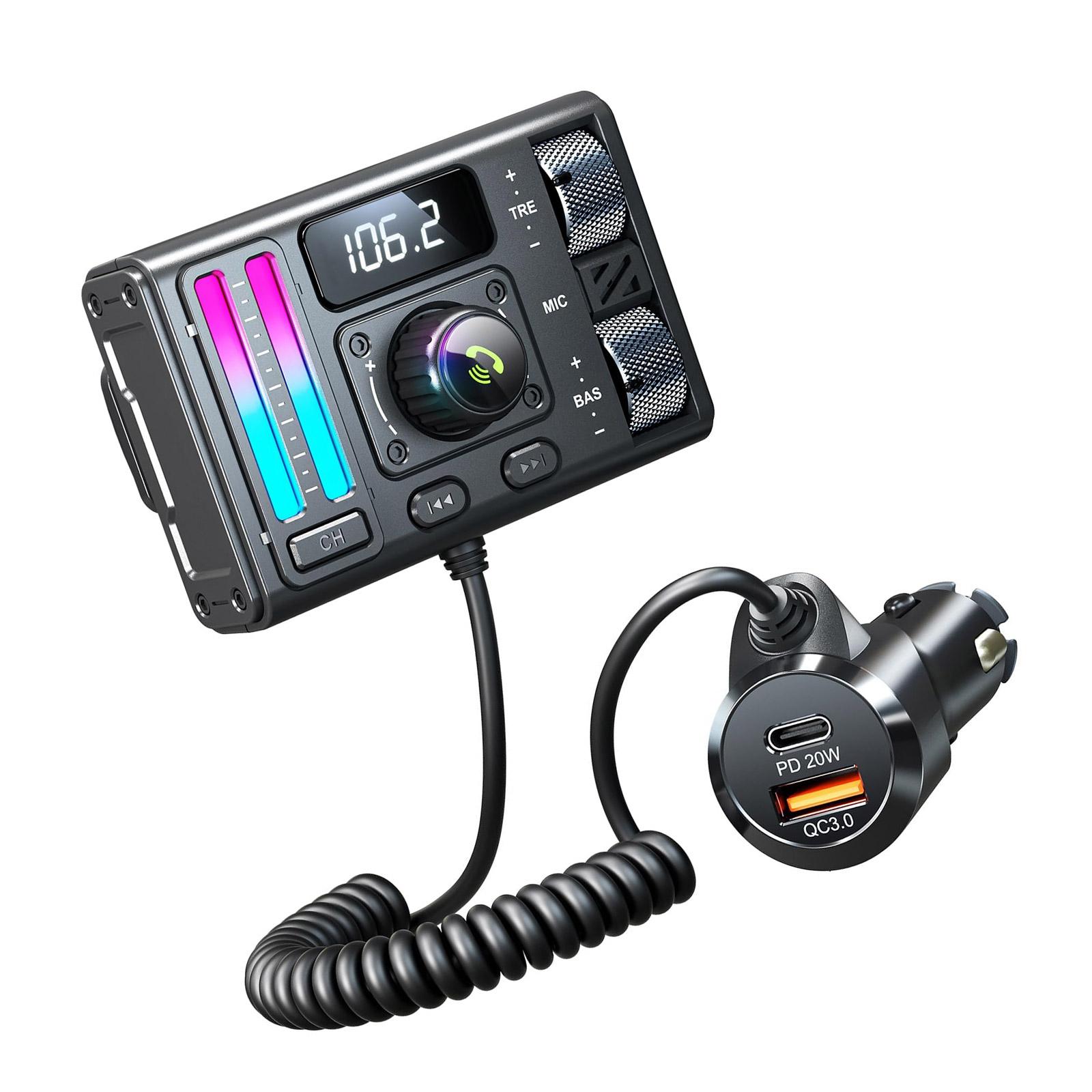 

Bluetooth-совместимый FM-передатчик для автомобиля, QC3.0 и PD20W Беспроводной радиоадаптер Музыкальный плеер Громкая связь 1