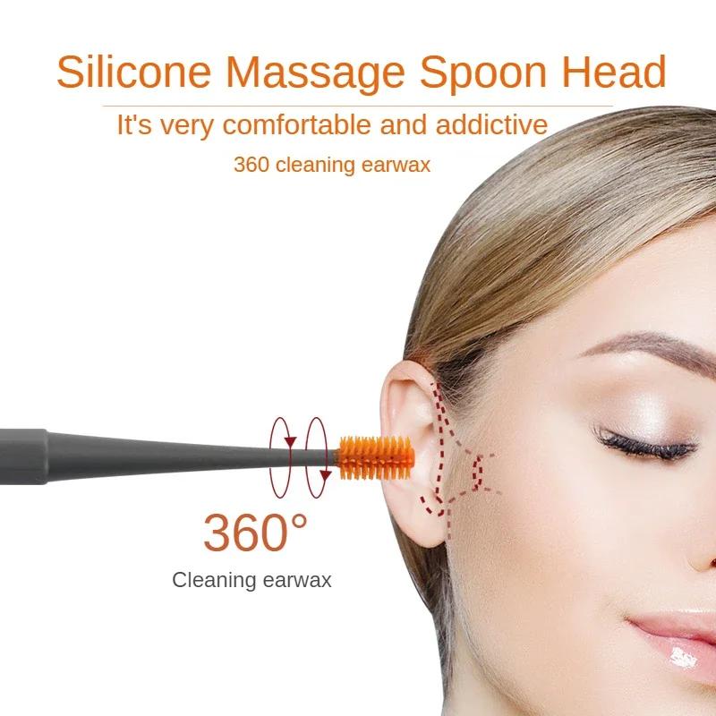 2 STÜCK Weicher Silikon Ohrenschmalzentferner Tragbarer Ohrenreiniger Edelstahl Ohrenschmalz 2 Köpfe Ohrlöffel Ohrenschmalz Kürette Entferner Ohrlöffel