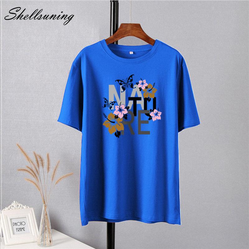 Shellsuning Vintage Graphic Harajuku Trička s potiskem Dámské 100% bavlna O Krátký rukáv Měkké trička Dámská Jednoduchá estetická trička