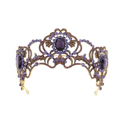 Retro-Barock-Brautkrone, hochwertiger lila Strass-Kopfschmuck, Fotostudio-Fotografie, Styling-Zubehör