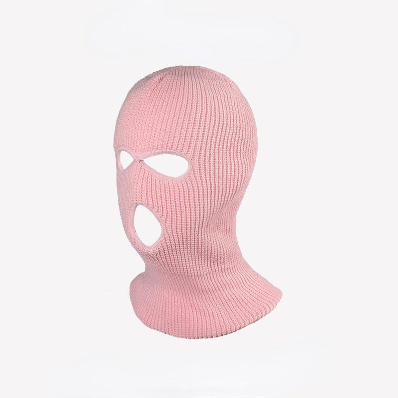 

Balaklafa Hat Men s and Women s Autumn/Winter Warm Knitted Hat Outdoor Cold proof Cycling Hoodie One Size рожевий