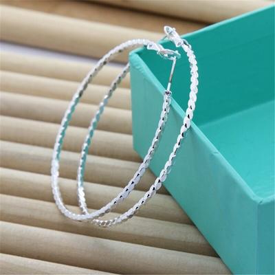 925 Sterling Silver Earrings Fashion Wave Pattern Big Earrings 5cm For Women 'S Wedding Jewelry Gifts