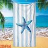 Light Blue Thin Stripe Single Center Starfish Design Beach Towel Quick Dry Microfiber Towel For Summer Casual Beach Holiday