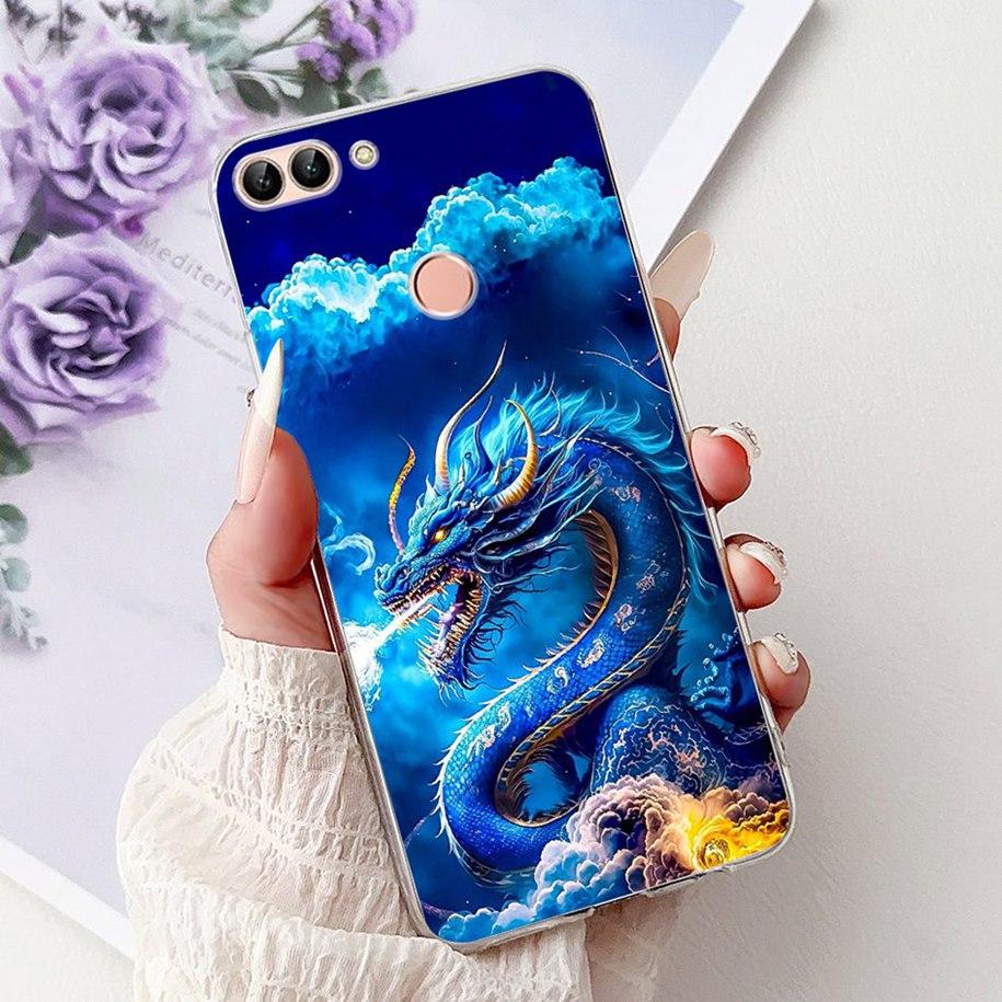 For Huawei P Smart Case FIG-LX1 FIG-LX2 FIG-LX3 Cover Luxury Dragon Lion Soft Silicone Phone Cases For Huawei Psmart 2018 Bumper