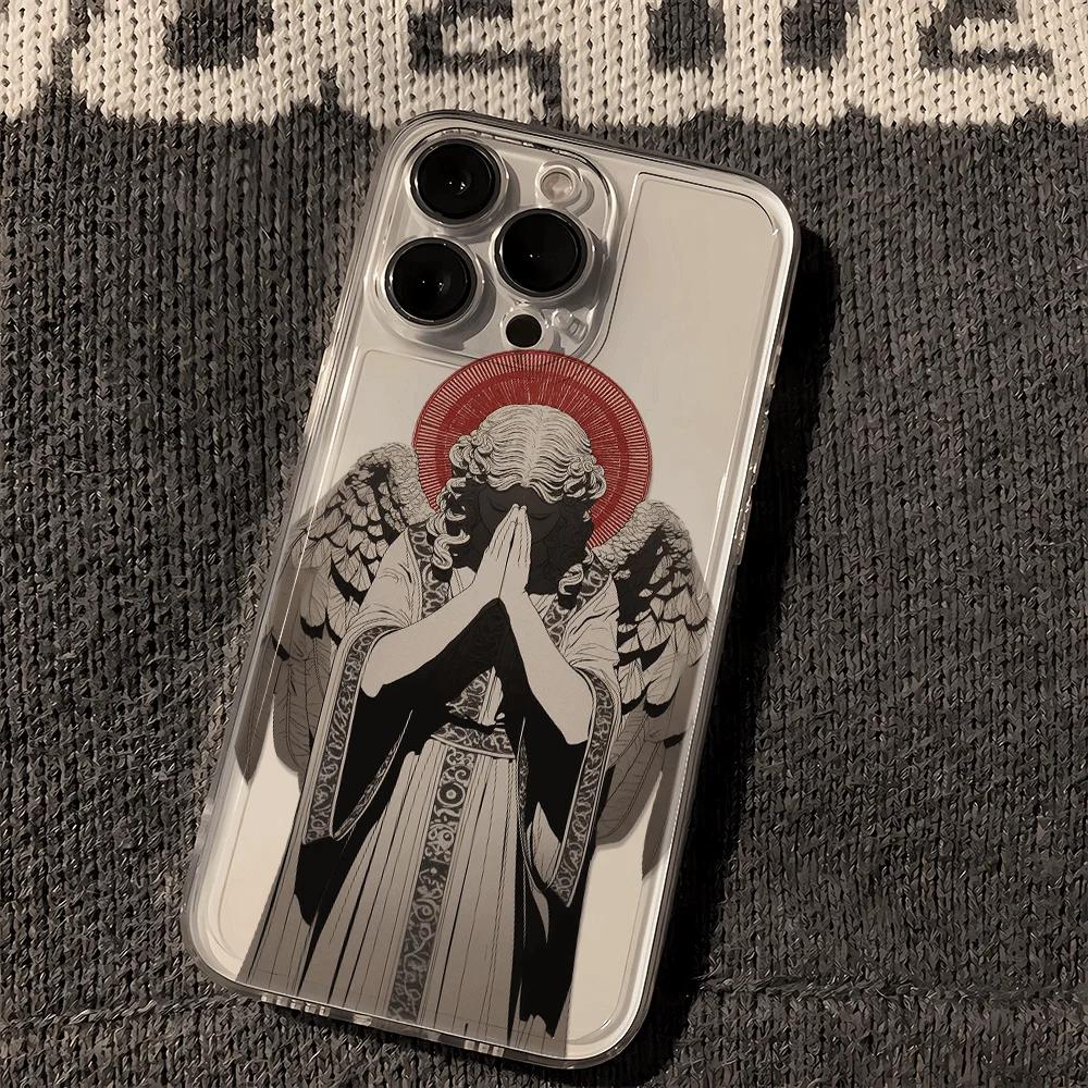 INS Fashion Ancient Greek Statues Retro Phone Case For iPhone 17 AIR 16E 15 14 13 12 11 PRO MAX XR XSMAX 7 8 PLUS Y2K Soft Cover