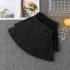 High-Waisted Woolen Skirt-Pants for Girls - Black/Gray A-Line Pleated, Autumn/Winter Thickened Collection