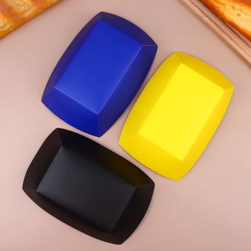 Disposable Paper Food Trays 12Pcs Solid Color Boat Shape Popcorn Boxes Lightweight for Carnival Festival Food