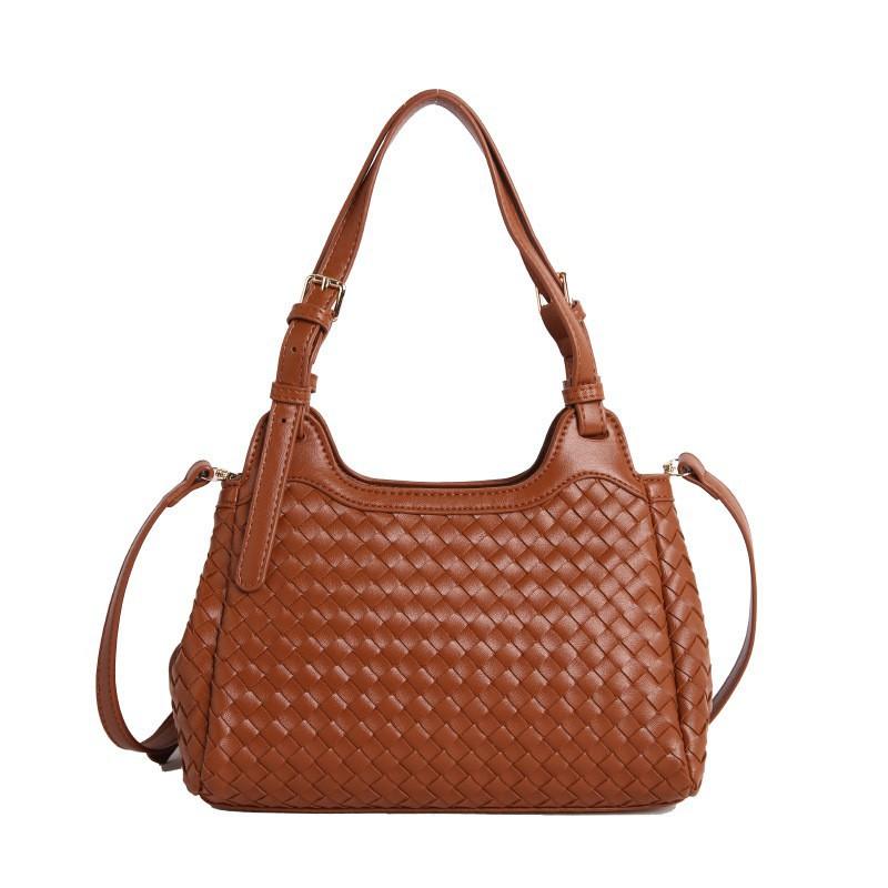 

Hand-knitted Women s Bag Temperament All-match One-shoulder Underarm Light Luxury Commuter Handbag коричневий
