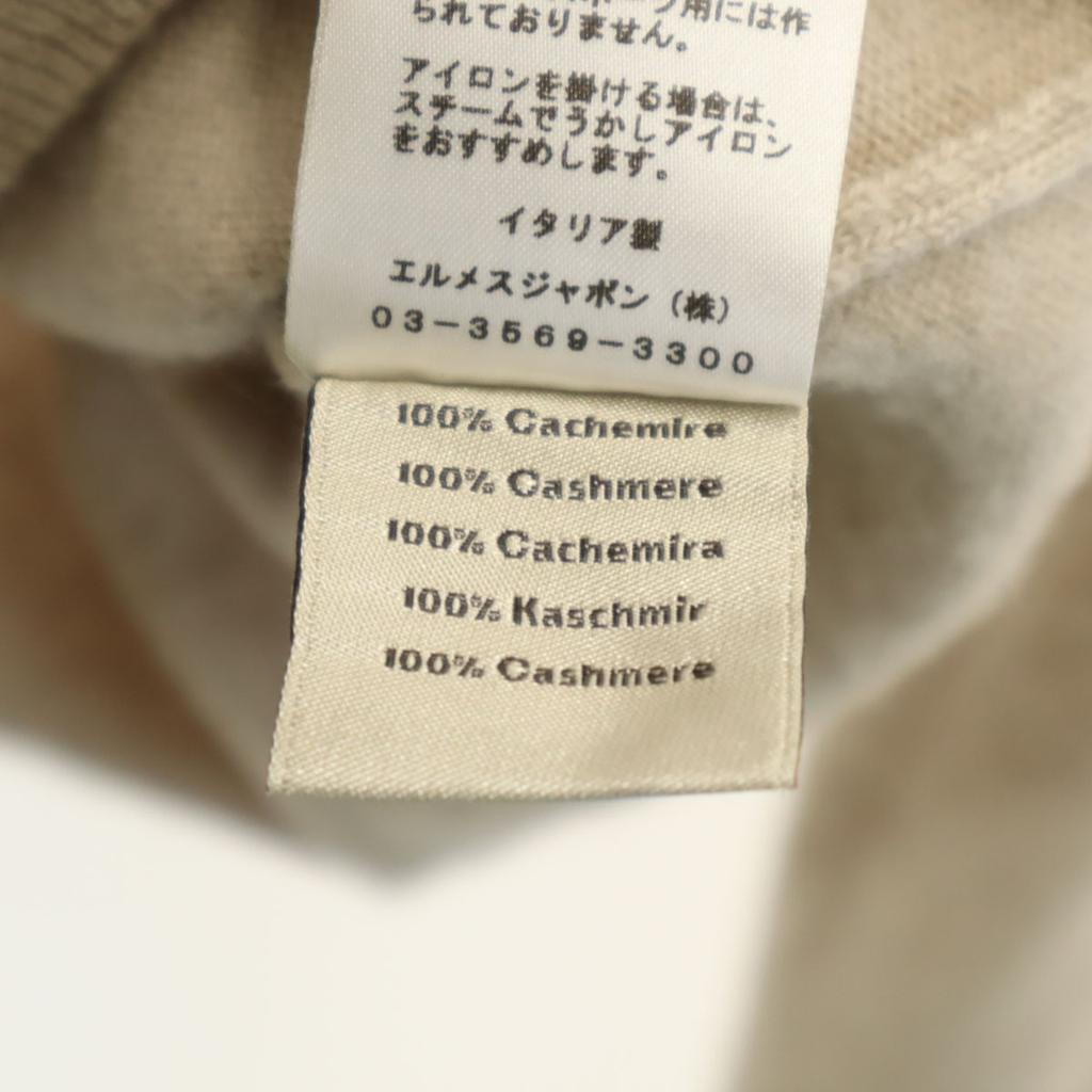 Hermes Made In Italy 100% Cashmere Long Sleeve Sweater XS Beige Knit Men's Used