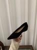 Inner height increase French pointed suede red single shoes women's shoes 2025 new spring and autumn temperament black commuter shoes