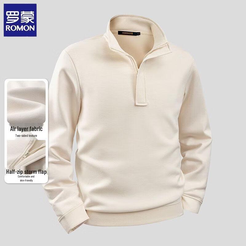 ROMON Men s Stand-Up Collar Half-Zip Long-Sleeve Sweatshirt M