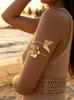 Boho Butterfly Flower Upper Arm Cuff Adjustable Metal Armband Exaggerated Arm Bracelet Summer Beach Jewelry Women