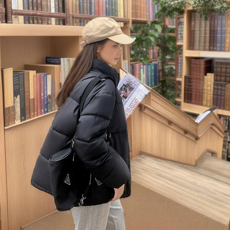 YJKDYK 2024 Winter Women's Jacket Female Short Standing Collar Cotton Jacket Women Pure Color Cotton Jacket For Women Coats