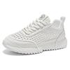 Men's Shoes Summer New Hollow Mesh Breathable Sports and Leisure Shoes Student Running Thick Sole Heightening Little White Dad Shoes