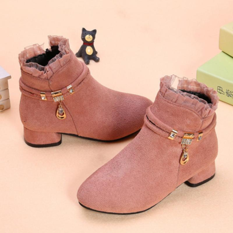 Girls' Ankle Boots Spring and Autumn Girls High Heel Short Boots Children's Single Boots Medium and Large Children's Boots