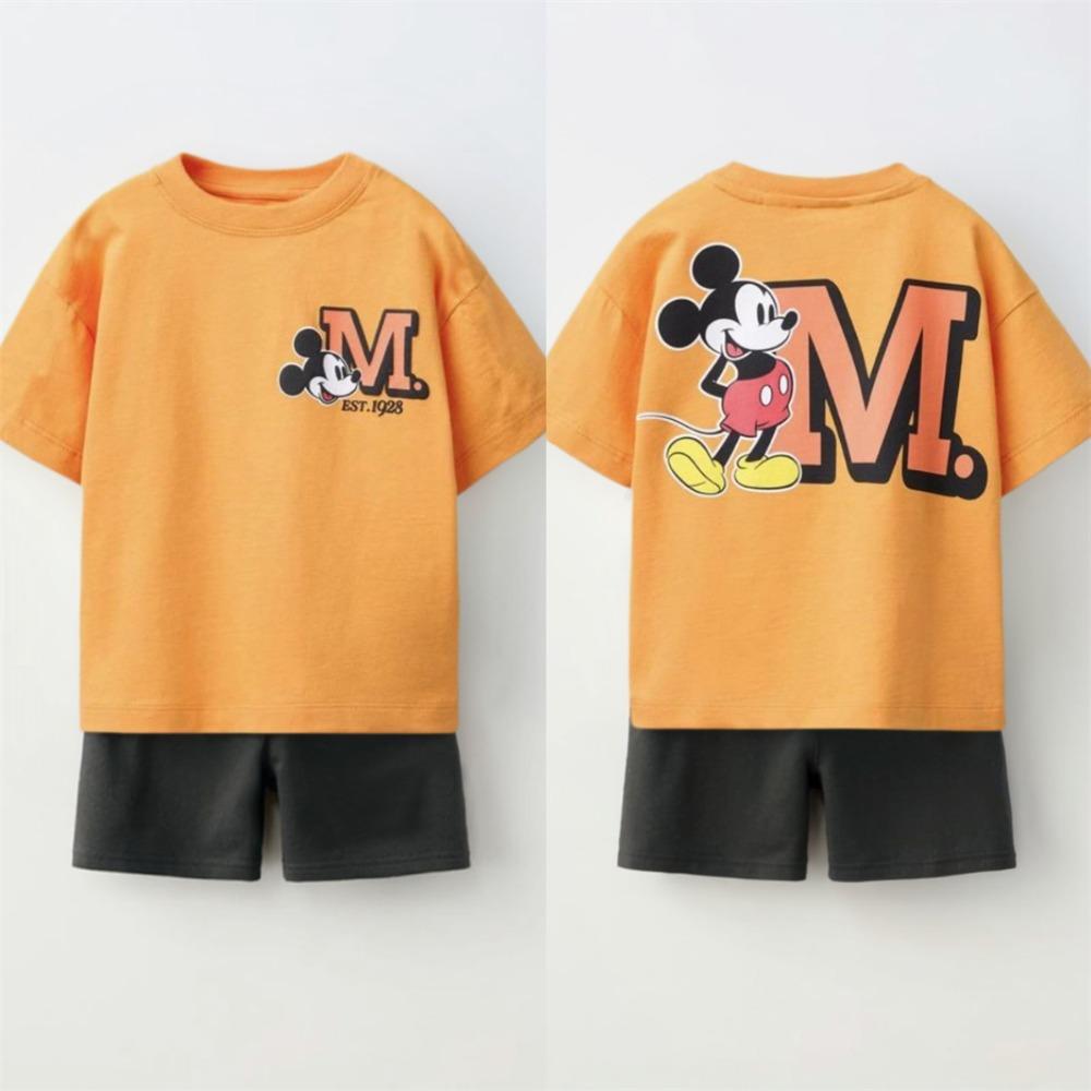 Летняя футболка, черные шорты, повседневный комплект с коротким рукавом, детский модный комплект 150