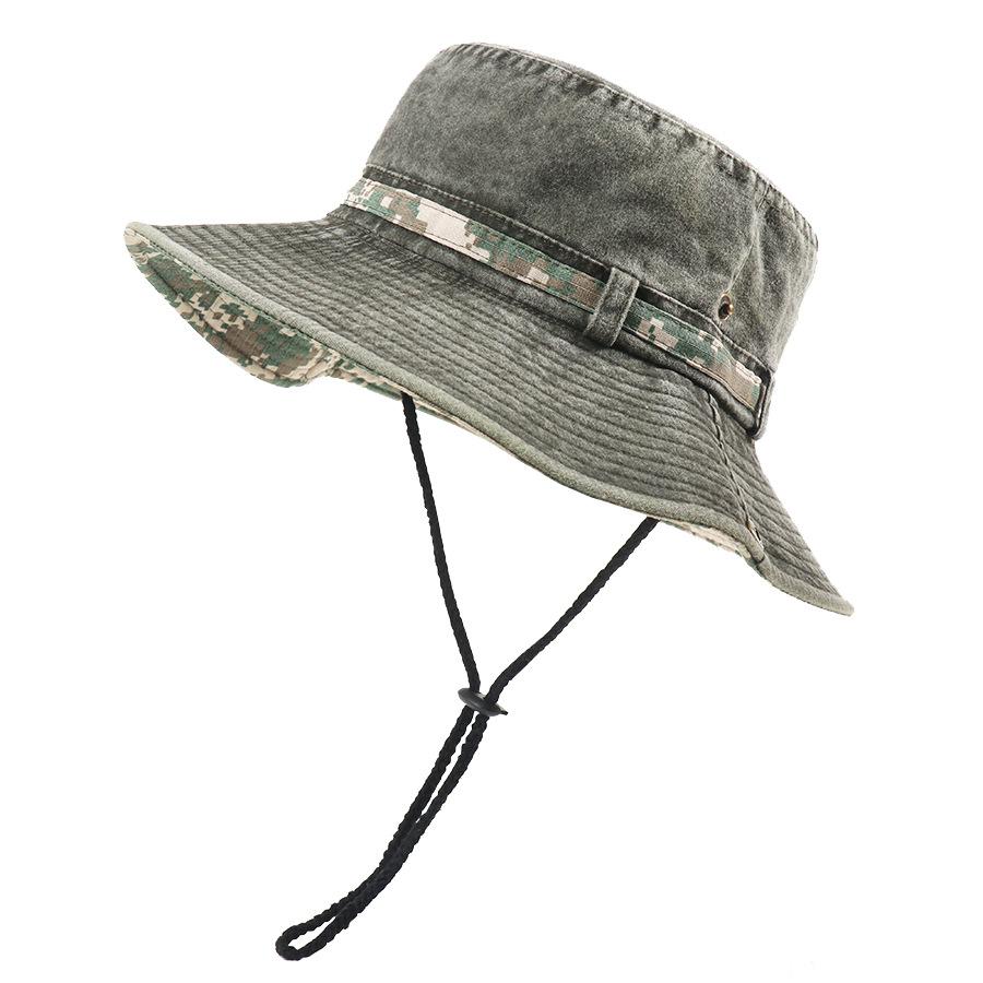 Vintage Men's Cotton Bucket Hat UV Protection Sun Caps Multipurpose Summer Outdoor Climbing Fishing Tourism Brim Fisherman Hats