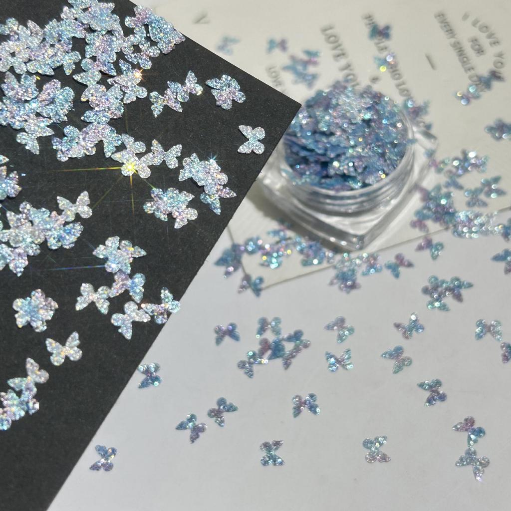 Gradient Butterfly Sequin Nail Art Decorations - Colorful Starry Sky DIY Materials