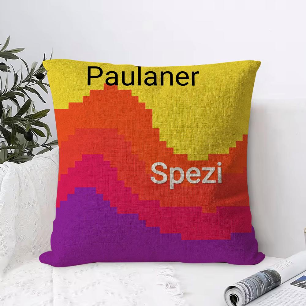 P-Paulaner Spezi Logo Kissenbezug Atmungsaktiver Leinen-Kissenbezug Hautfreundlich Heimdekoration Kissenhülle Mit Verdecktem Reißverschluss