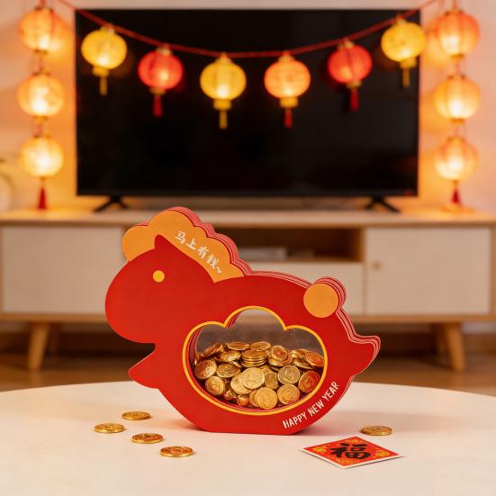 2026 Year of The Horse Chinese New Year Ornaments Wooden Small Horse Jewelry Box for Spring Festival Home Entrance Room Kitchen Decor