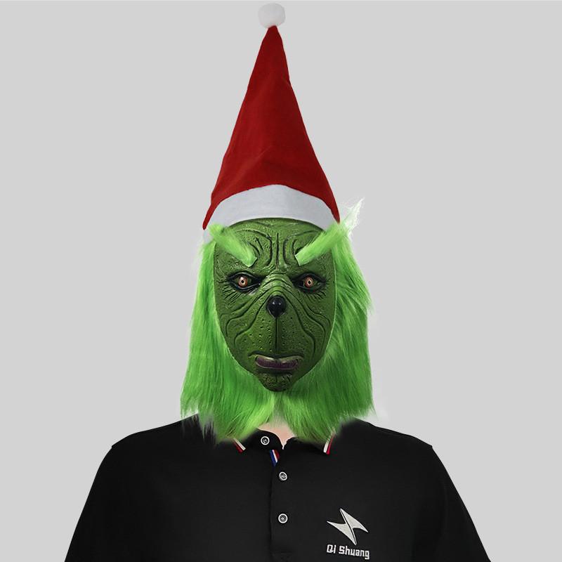 Hilarious Grinch Mask And Green Furry Gloves Set Ideal For Christmas Parties And Halloween Celebrations