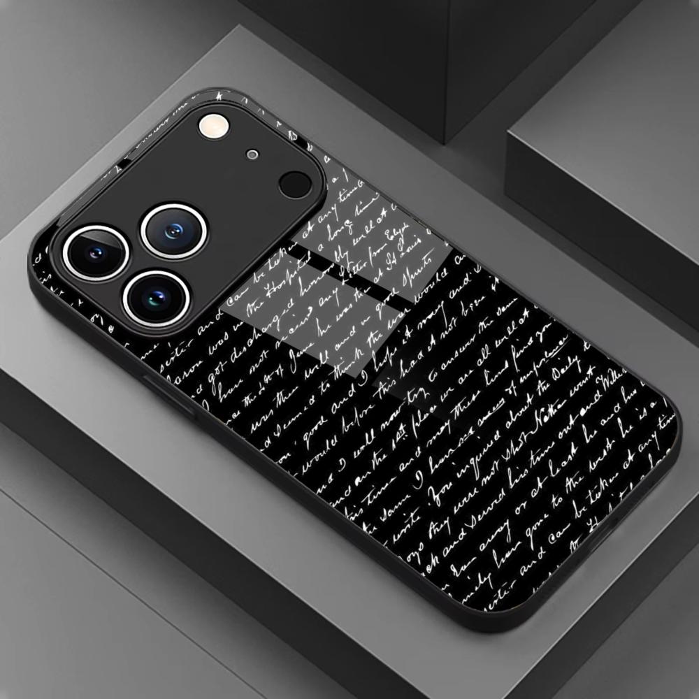 Aesthetic Handwritten Text Glass phone case mobile phones for iphone 17 pro max cover for iPhone 17 16 15 14 13 12 11pm Pro Plus