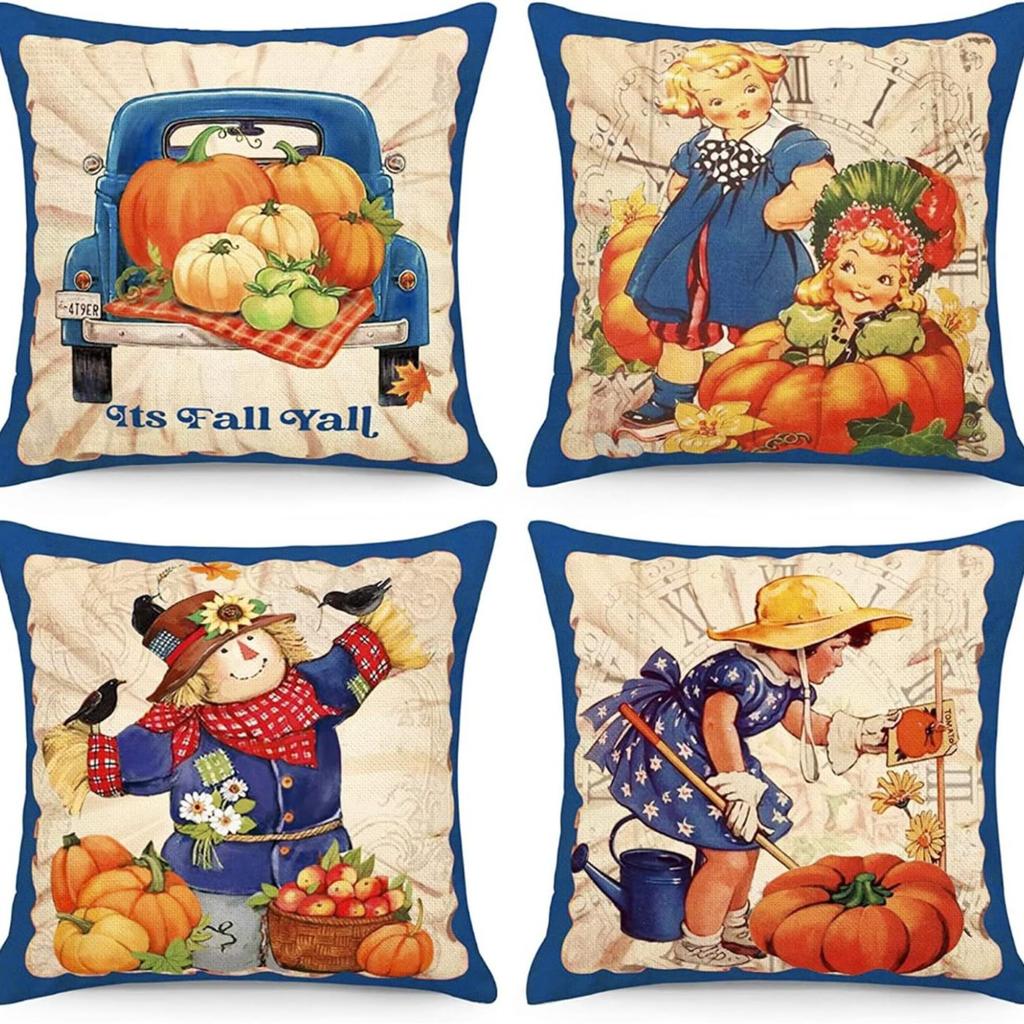 Autumn Thanksgiving Column Pillowcase Maple Leaf Print Home Living Room Sofa Pillowcase